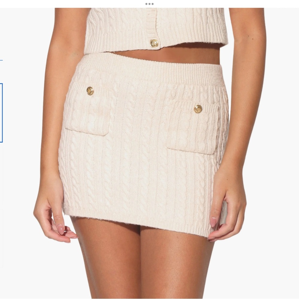 NWT Walter Baker Crème Gia Cable Stitch Mini Skirt with Pocket